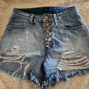 High waisted jean shorts
